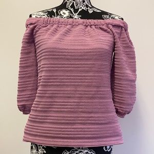 White House Black Market Women’s Pink Off shoulder 3/4 sleeve Top/Size:XS
